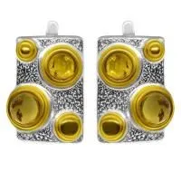 Серьги из серебра с янтарем и позолотой