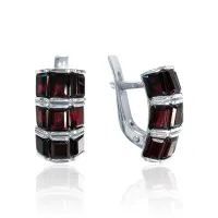 Серьги из серебра с натуральным гранатом (Чехия)