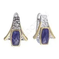 Серьги из серебра с лазуритом и позолотой Серьги из серебра с лазуритом и позолотой