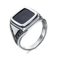 Мужское кольцо из черненого серебра с искусственным агатом