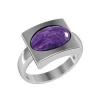 Кольцо из серебра с натуральным чароитом