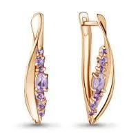Серьги из позолоченного серебра с аметистами