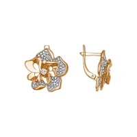 Серьги из красного золота с фианитами