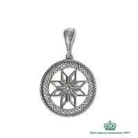 Подвеска Алатырь из черненого серебра без вставок