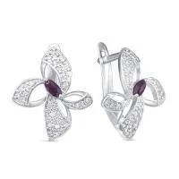 Серьги из серебра с аметистом и фианитами