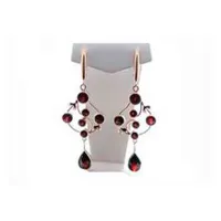 Серьги из серебра с натуральным гранатом (Чехия)