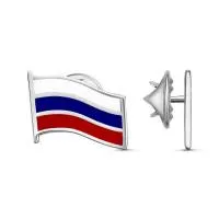 Значок из серебра с эмалью "Флаг РФ"