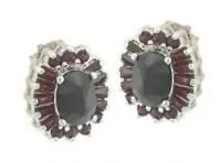 Серьги из серебра с натуральным гранатом