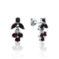 Серьги пусеты из серебра с натуральным гранатом