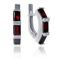 Серьги из серебра с натуральным гранатом