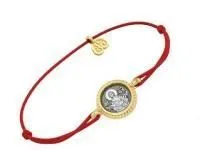 Браслет Покров Божией Матери из серебра с позолотой и шелковой нитью