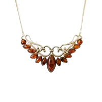 Колье из серебра с натуральным янтарем