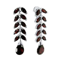 Серьги из серебра с натуральным гранатом