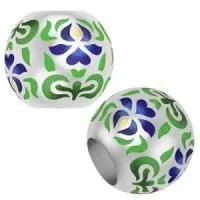 Бусина «ИРИСЫ» из серебра с эмалью
