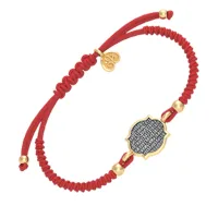 Браслет плетеный ОТЧЕ НАШ из золоченого серебра с красной шелковой нитью