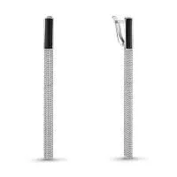 Длинные серьги из серебра с черной эмалью и цепочками