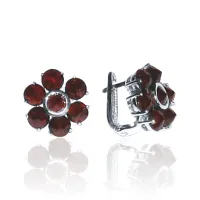 Серьги из серебра с натуральным гранатом