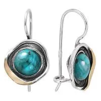 Серьги Den'o из серебра с бирюзой и золотом
