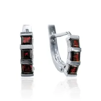 Серьги из серебра с натуральным гранатом (Чехия)