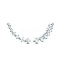 Серьги каффы из серебра с фианитами
