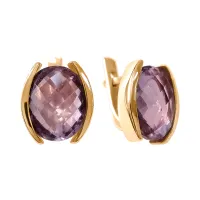 Серьги из красного золота с натуральными аметистами