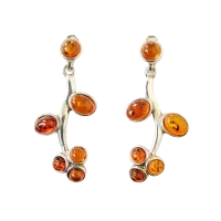 Серьги из серебра с натуральным янтарем