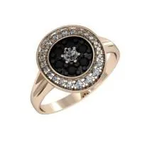 Кольцо из золоченого серебра с бриллиантом и черной шпинелью