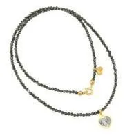 Бусы КАЗАНСКАЯ ИКОНА БОЖИЕЙ МАТЕРИ из шпинели с подвеской из золочёного серебра