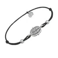 Браслет «СПАСИ И СОХРАНИ» из черной нити с серебряными вставками