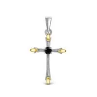 Подвеска крест из комбинированного серебра со шпинелью