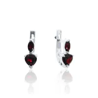 Серьги из серебра с натуральным гранатом (Чехия)