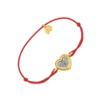 Браслет Святые Петр и Февронья из красной шелковой нити с золоченым серебром