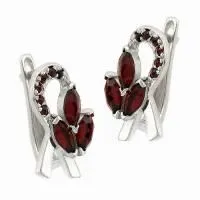 Серьги из серебра с натуральным гранатом