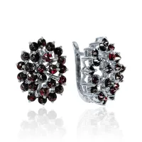 Серьги из серебра с натуральным гранатом Серьги из серебра с натуральным гранатом