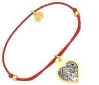 Браслет КАЗАНСКАЯ ИКОНА БОЖИЕЙ МАТЕРИ из серебра с красной шелковой нитью