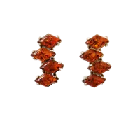 Серьги пусеты из серебра с натуральным янтарем