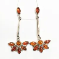 Серьги из серебра с натуральным янтарем