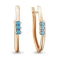Серьги из золоченого серебра с топазами свисс блю