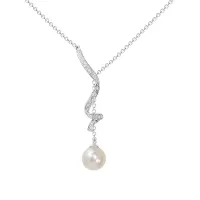 Колье из серебра с натуральным жемчугом и фианитами