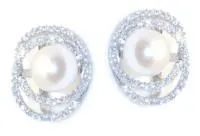 Серьги из серебра с жемчугом и фианитами