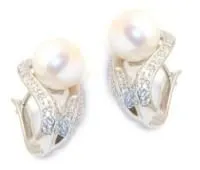 Серьги из серебра с жемчугом и фианитами