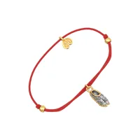 Браслет "ЧУДО СВ. СПИРИДОНА" из серебра с позолотой и красной шелковой нитью