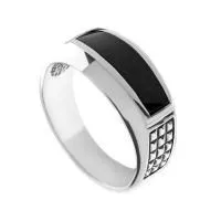 Кольцо из черненого серебра с лидитом