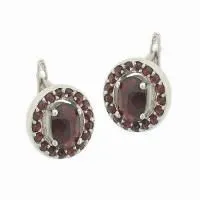 Серьги из серебра с натуральным гранатом