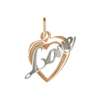 Подвеска Love (Любовь) из комбинированного золота без вставок