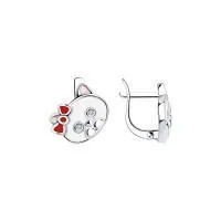 Серьги Кошки из серебра с эмалью