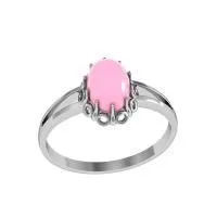 Кольцо из серебра с натуральным розовым кораллом