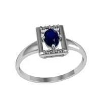 Кольцо из серебра с синим алпанитом и фианитами