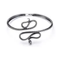 Браслет Змейка из черненого серебра без вставок