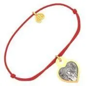 Браслет КАЗАНСКАЯ ИКОНА БОЖИЕЙ МАТЕРИ из серебра с красной шелковой нитью